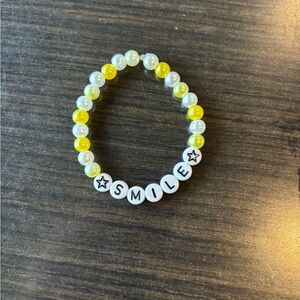 Yellow and White Beaded Bracelet